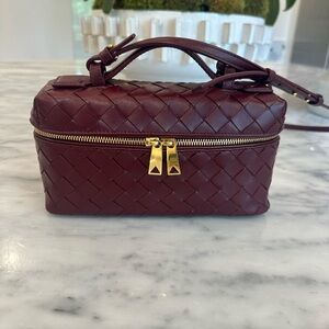 Woven Leather Burgundy Bag